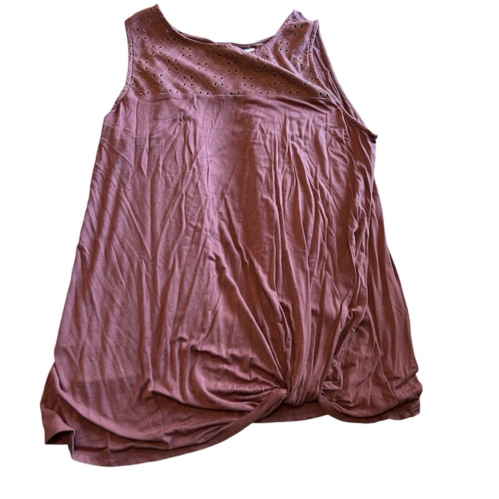 Maurices Sleeveless Mauve Top with Eyelet Detail and knot size large
